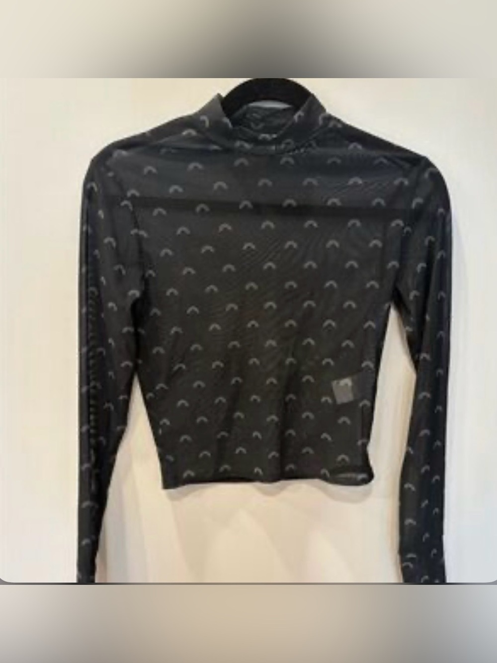 Cozi Black Long-Sleeve Mock Neck Sheer Top